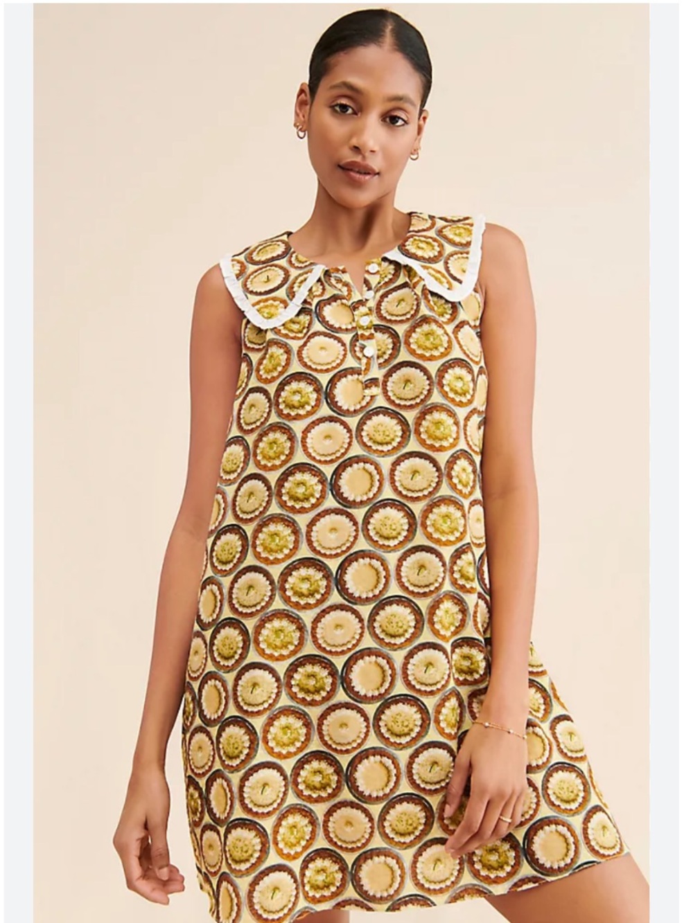 Rachel Antonoff Dress Tanya Mini Collar in Key Lime Pie Print